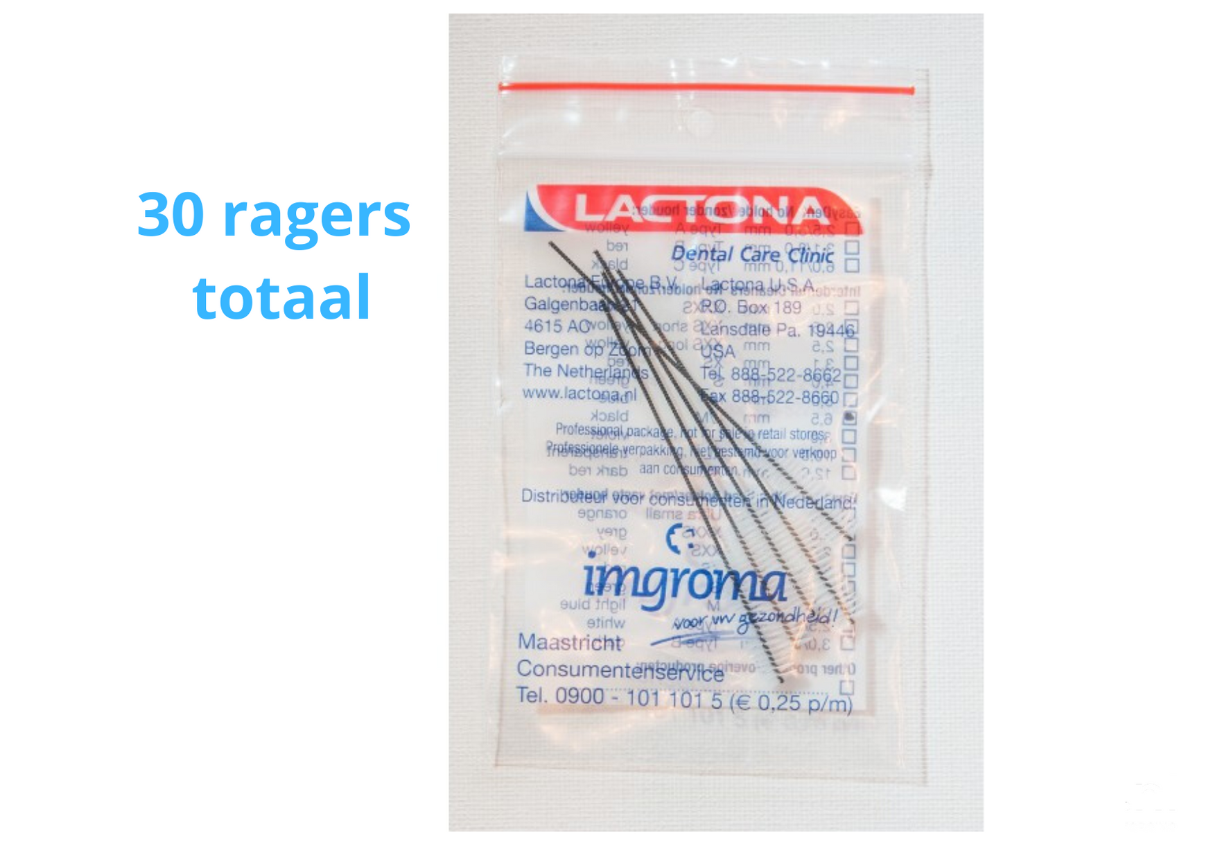 Lactona Interdentaal Ragers - Large/Medium 6,5mm - Zwart - 6 gripzak x 5 stuks