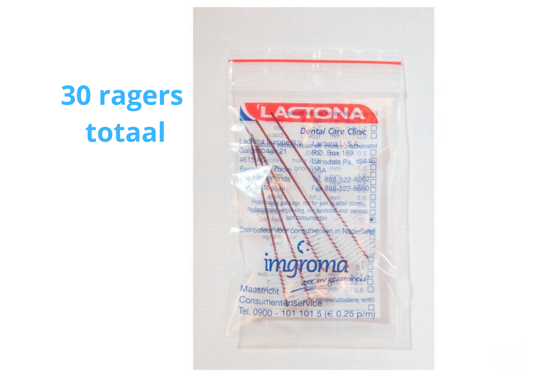 Lactona Interdentaal Ragers - XX-Large 12mm - Donkerrood - 6 gripzak x 5 stuks