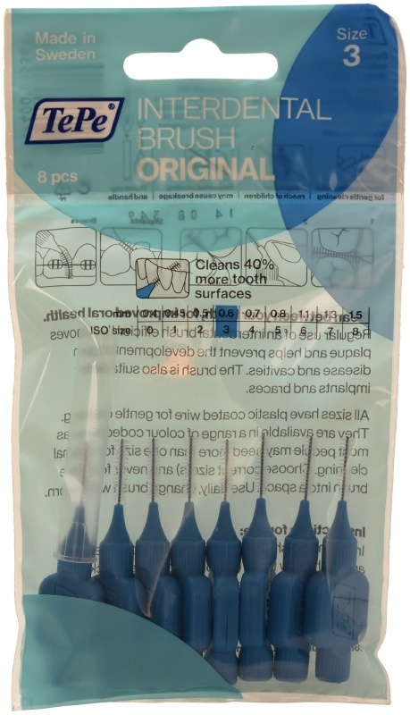 3x TePe Ragers 0,6 mm Blauw blister à 8 stuks