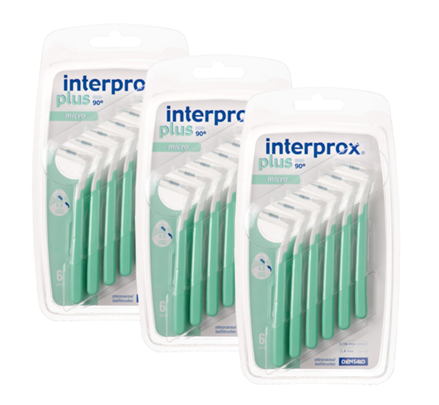 3x Interprox Plus Micro 2.4 mm Groen blister à 6 ragers