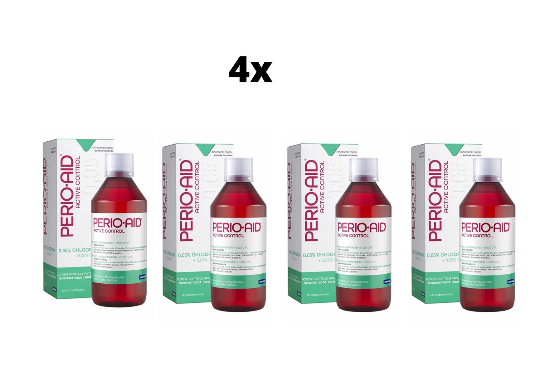 4x PerioAid Mondspoelmiddel Active Control 0,05% 500 ml