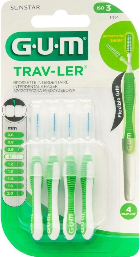 GUM Trav-ler Ragers 1.1 mm Groen - 4 stuks