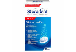 Steradent Kunstgebit Reiniger - Triple Action Plus - 90 stuks x4