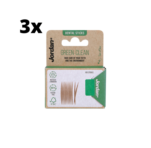 3x Jordan Green Clean Tandenstokers Dun 100 stuks - Voordeelverpakking