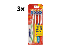 3x Jordan Total Clean Medium Tandenborstel - 4 stuks