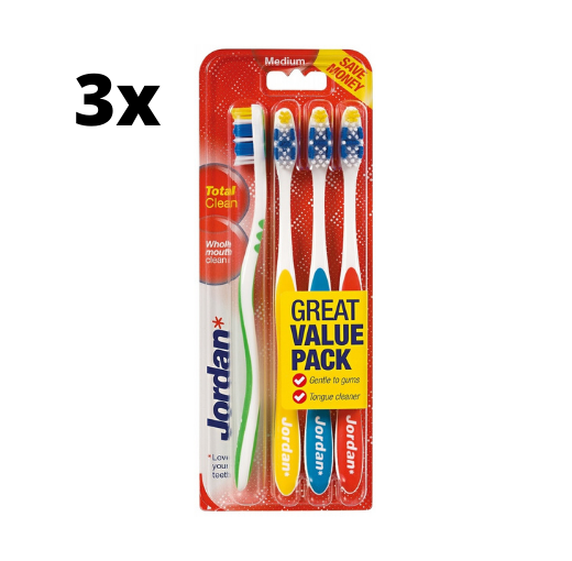 3x Jordan Total Clean Medium Tandenborstel - 4 stuks
