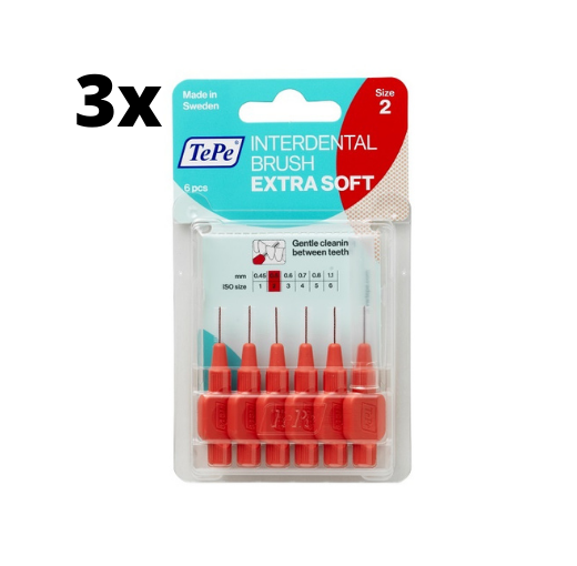TePe Extra Soft Rood 0,50mm 3 x 6 stuks - Voordeelverpakking