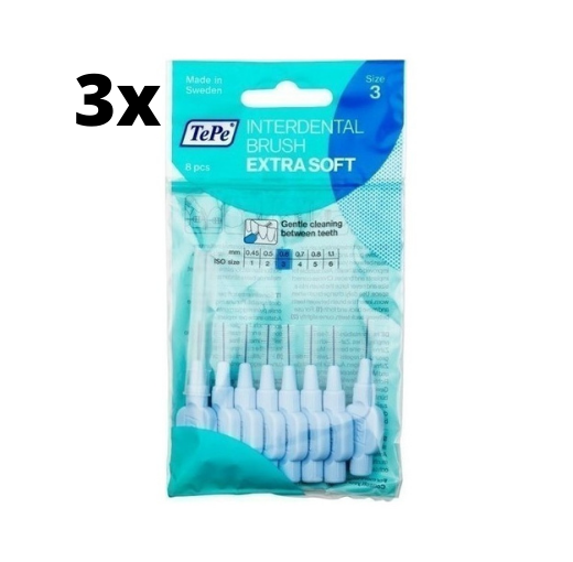 TePe Extra Soft Blauw 0,60mm 3 x 8 stuks - Voordeelverpakking