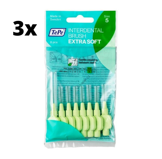 TePe Extra Soft Groen 0,80mm 3 x 8 stuks - Voordeelverpakking