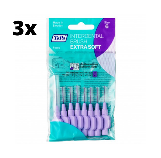 TePe Extra Soft Lila 1,10mm 3 x 8 stuks - Voordeelverpakking