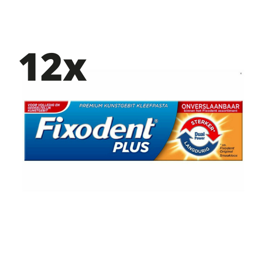Fixodent Plus Dual Power Kleefpasta - Voordeelverpakking - 12 Stuks