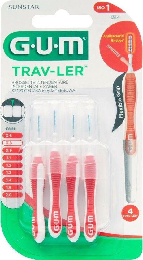 GUM Trav-ler Ragers 0.8 mm Rood - 4 stuks