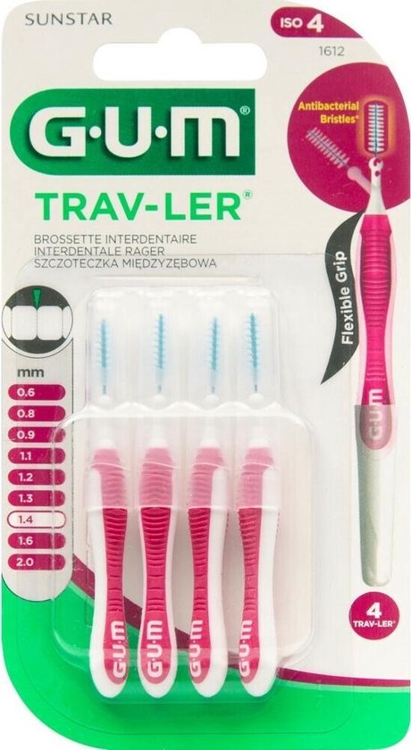 3x GUM Trav-Ler Ragers Aubergine 1.4mm blister à 4 stuks