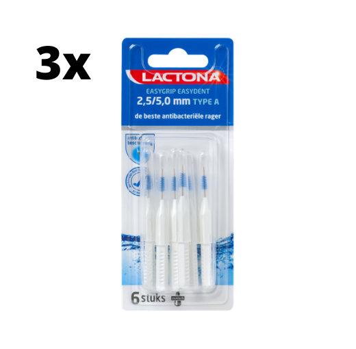Lactona Easygrip Easydent A - 2.5-5.0mm - 3 x 6 stuks - Voordeelverpakking