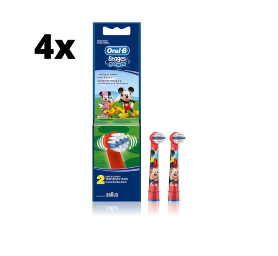 Oral B Stages Power Kids - Disney Mickey Mouse opzetborstels - 8 opzetborstels voor kinderen - voordeelverpakking