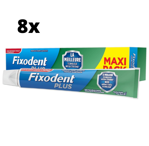 Fixodent Plus Duo Bescherming Antibacterieel Kleefpasta - 8 x 57 gram - Voordeelpakket
