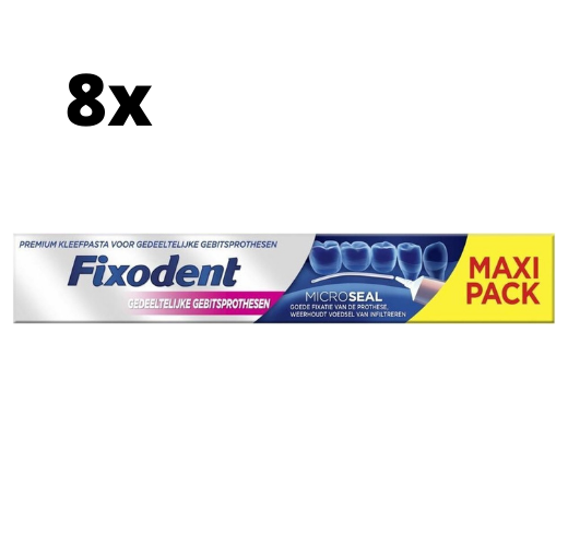 Fixodent Microseal Kleefpasta voor Gedeeltelijke Gebitsprotheses - 8 x 57 gram - Voordeelpakket