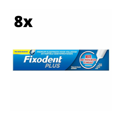 Fixodent Plus Anti-voedselresten Kleefpasta - 8 x 40 gram - Voordeelpakket