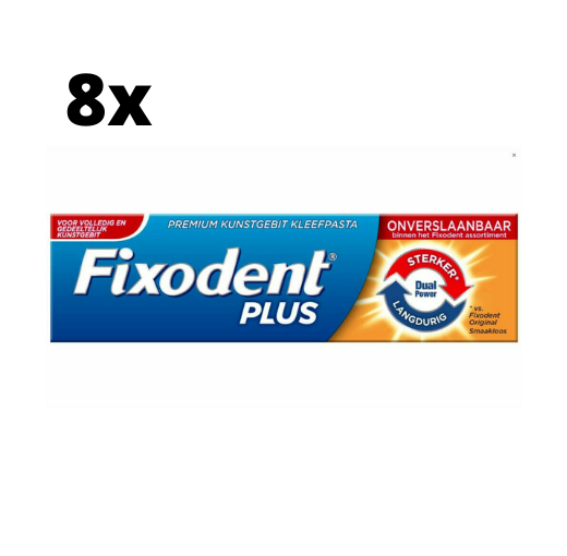 Fixodent Plus Dual Power Premium Kleefpasta - 8 x 40 gram - Voordeelpakket