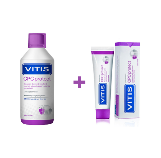 Vitis CPC Protect Tandpasta + Mondwater - Voordeelpakket