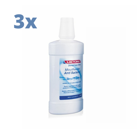 Lactona Mondwater Anti-bacterial - 3 x 500 ml - Voordeelverpakking