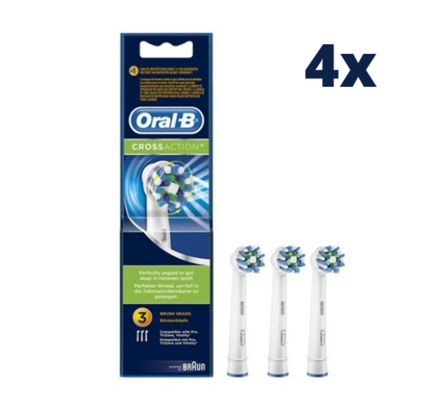 Oral-B Cross Action Opzetborstels - 4 x 3 stuks - Voordeelverpakking
