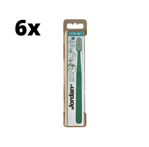 6x Jordan Tandenborstel Green Clean Kids Extra Soft - Voordeelverpakking