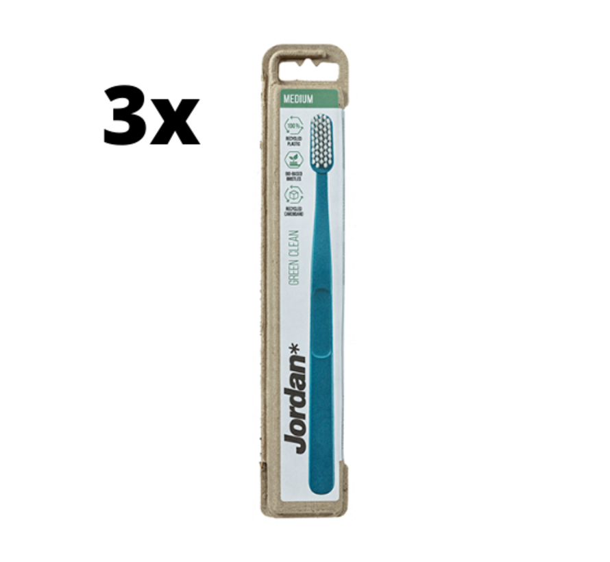 3x Jordan Tandenborstel Green Clean Medium - Voordeelverpakking