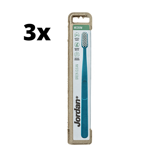 3x Jordan Tandenborstel Green Clean Medium - Voordeelverpakking