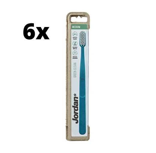 6x Jordan Tandenborstel Green Clean Medium - Voordeelverpakking