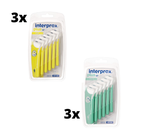 Interprox Interprox Plus Mini - 3mm - 3 x 6 stuks + Interprox Plus Micro - 2.4mm - 3 x 6 stuks