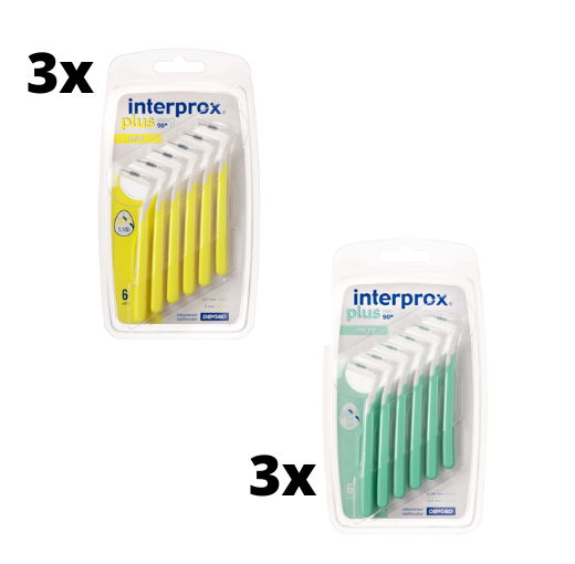 Interprox Plus Mini - 3mm - 3 x 6 stuks + Interprox Plus Micro - 2.4mm - 3 x 6 stuks