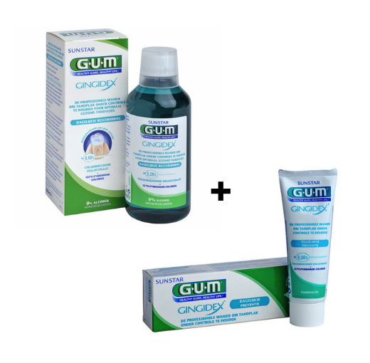 GUM Gingidex 0.06% Chloorhexidine Mondspoeling + Tandpasta