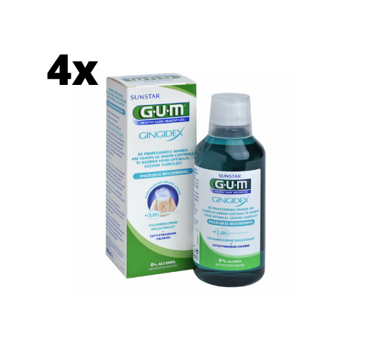 4x GUM Gingidex 0.06% Chloorhexidine Mondspoeling - Voordeelverpakking