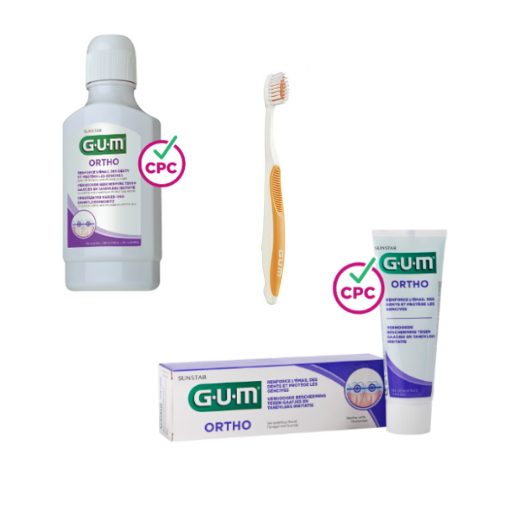 GUM Ortho Voordeelpakket - Mondwater + Tandpasta + Tandenborstel