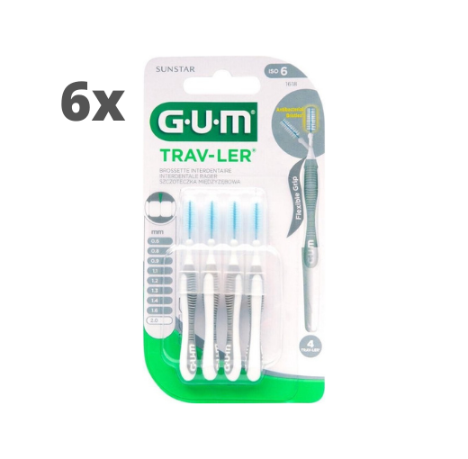GUM Travler ragers Grijs 2.0mm - 6 x 4 stuks - Voordeelverpakking