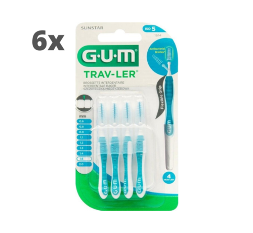 GUM GUM Travler ragers Blauw 1.6mm - 6 x 4 stuks - Voordeelverpakking