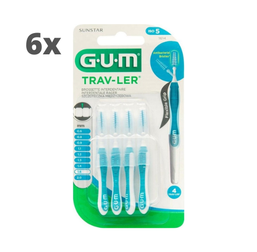 GUM Travler ragers Blauw 1.6mm - 6 x 4 stuks - Voordeelverpakking