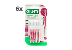 GUM Travler ragers Roze 1.4mm - 6 x 4 stuks - Voordeelverpakking