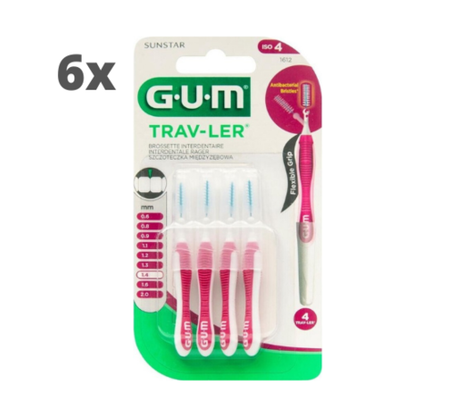 GUM GUM Travler ragers Roze 1.4mm - 6 x 4 stuks - Voordeelverpakking