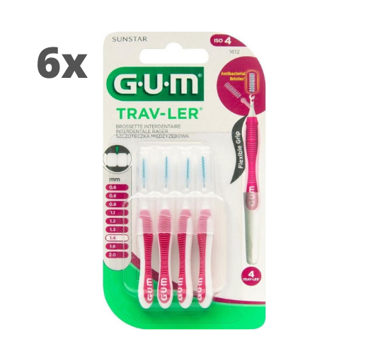 GUM Travler ragers Roze 1.4mm - 6 x 4 stuks - Voordeelverpakking