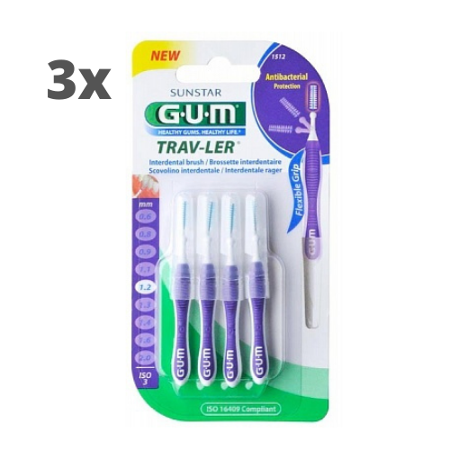 GUM Travler ragers Paars 1.2mm - 3 x 4 stuks - Voordeelverpakking