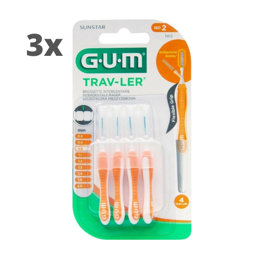 GUM Travler ragers Oranje 0.9mm - 3 x 4 stuks - Voordeelverpakking