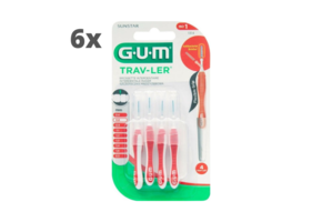 GUM Travler ragers Rood 0.8mm - 6 x 4 stuks - Voordeelverpakking