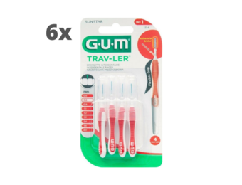 GUM Travler ragers Rood 0.8mm - 6 x 4 stuks - Voordeelverpakking