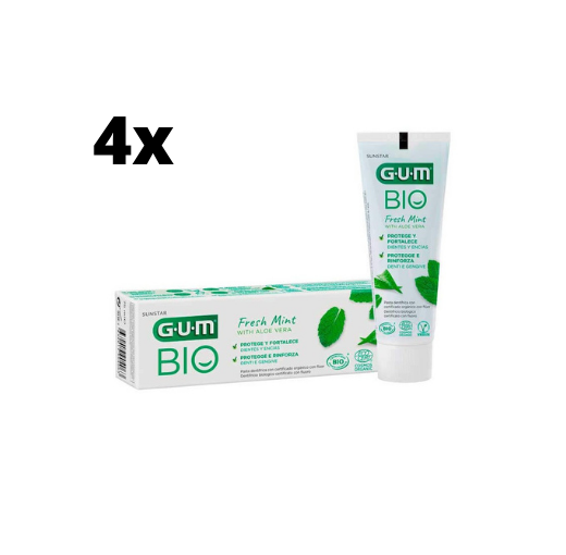 GUM Bio Tandpasta Fresh Mint/Aloe Vera - 4 x 75ml - Voordeelverpakking