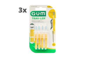 3x GUM Trav-Ler Ragers Geel 1.3mm blister à 4 stuks