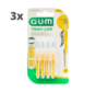 3x GUM Trav-Ler Ragers Geel 1.3mm blister à 4 stuks
