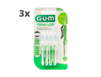 3x GUM Trav-Ler Ragers Groen 1.1mm blister à 4 stuks