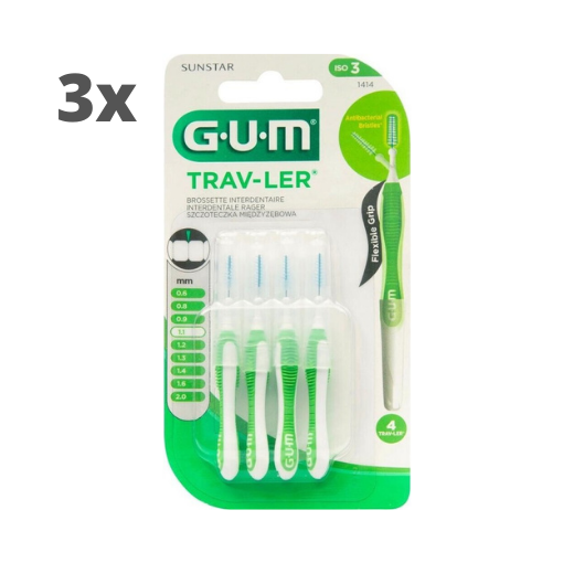 3x GUM Trav-Ler Ragers Groen 1.1mm blister à 4 stuks